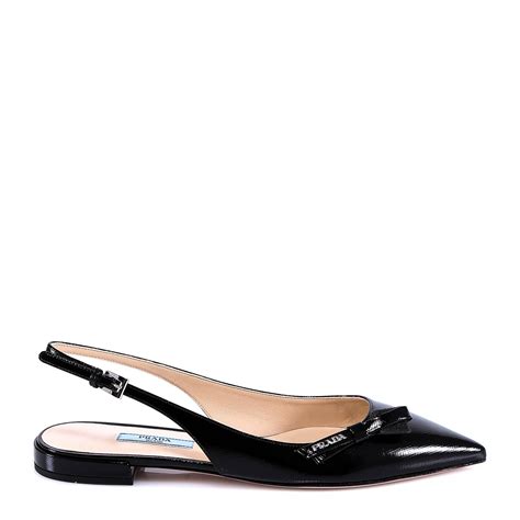 prada glossed textured-leather slingback flats|Black Patent Leather Slingback Pumps .